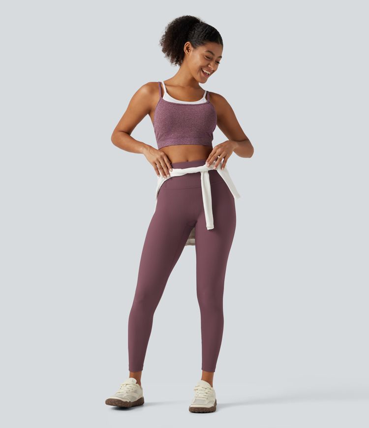 OneForm Seamless Flow Low Support U Neck Built-in Bra Cropped Workout Sports Bra