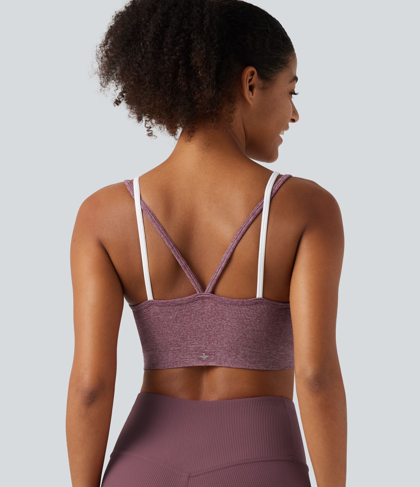 OneForm Seamless Flow Low Support U Neck Built-in Bra Cropped Workout Sports Bra