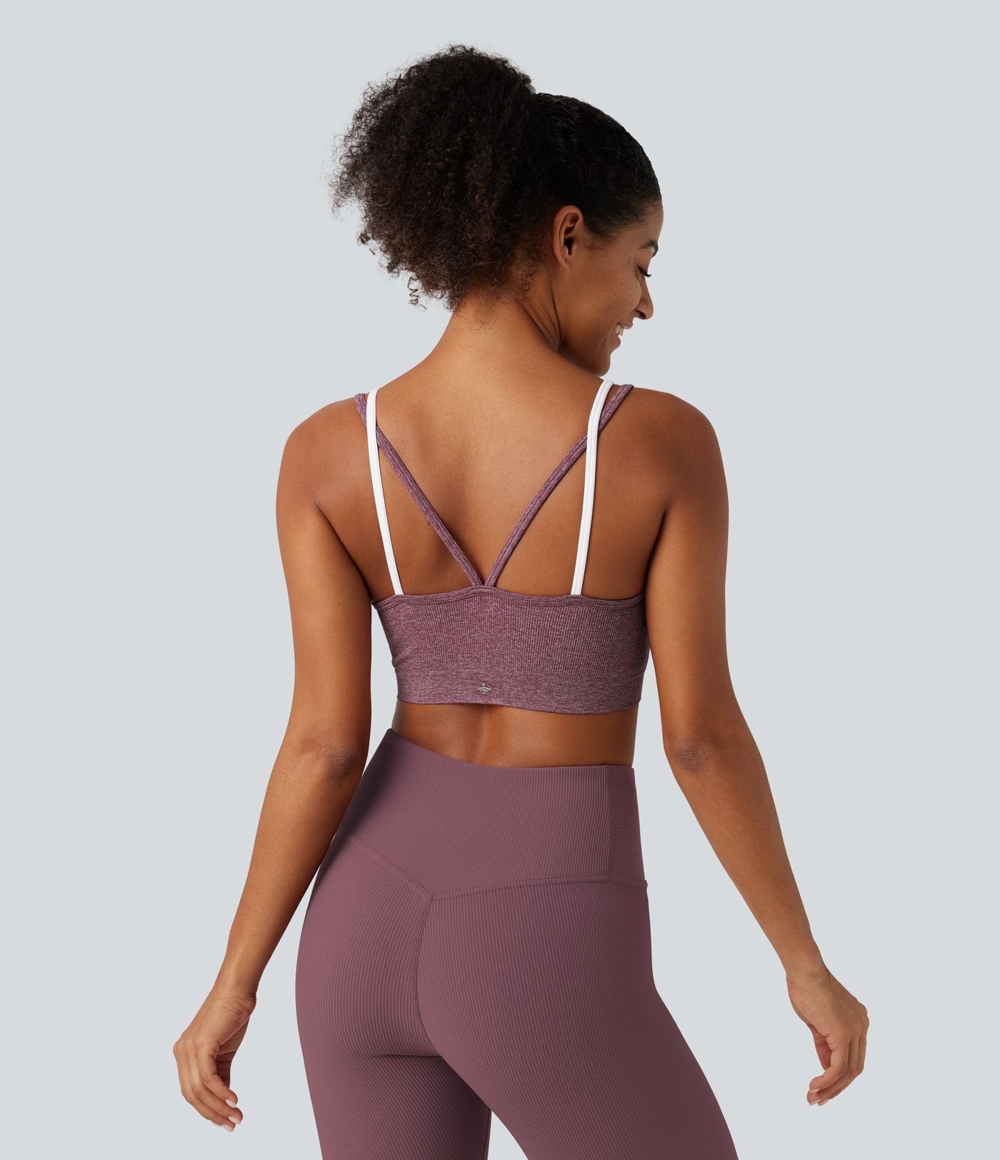 OneForm Seamless Flow Low Support U Neck Built-in Bra Cropped Workout Sports Bra