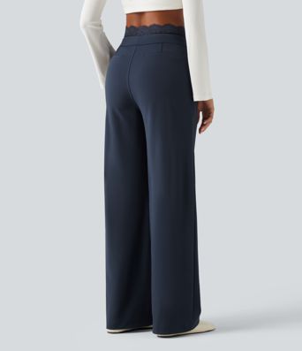 Halara Flex™ High Waisted Contrast Lace Straight Leg Work Pants with Pockets