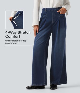Halara Flex™ jean décontracté taille haute à jambe large avec poches