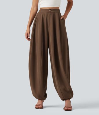 High Waisted Balloon Casual Pants with Pockets High Waisted Balloon Casual Pants with Pockets