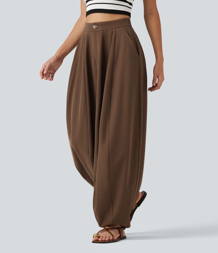 High Waisted Balloon Casual Pants with Pockets High Waisted Balloon Casual Pants with Pockets