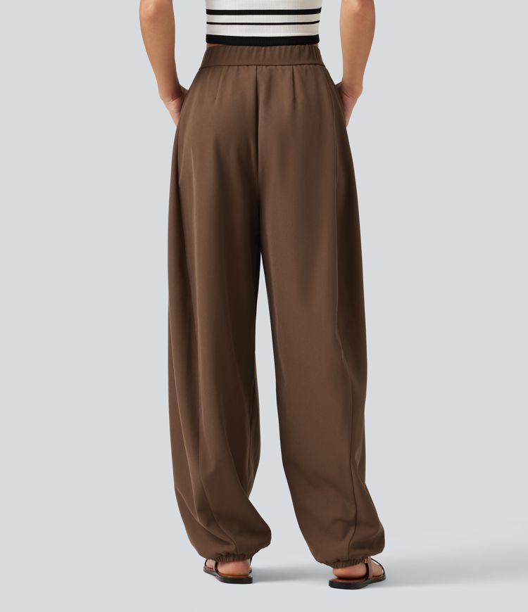 High Waisted Balloon Casual Pants with Pockets High Waisted Balloon Casual Pants with Pockets