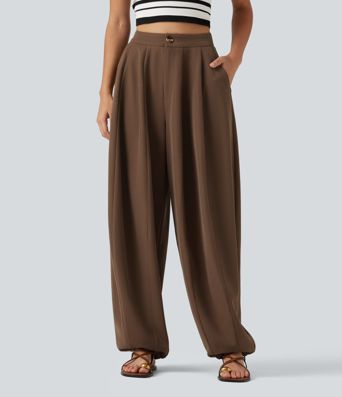 High Waisted Balloon Casual Pants with Pockets High Waisted Balloon Casual Pants with Pockets