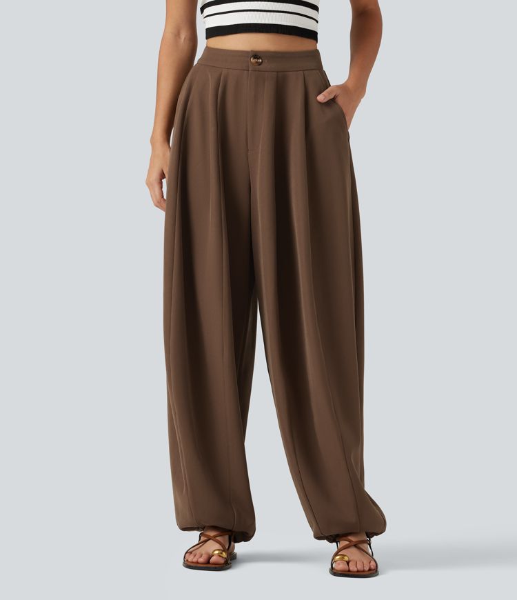 High Waisted Balloon Casual Pants with Pockets High Waisted Balloon Casual Pants with Pockets