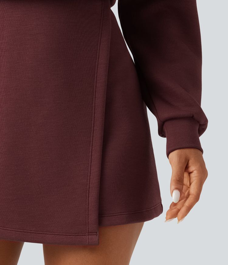 SpacerTek™ Boat Neck Long Sleeve Mini Casual Sweatshirt Dress