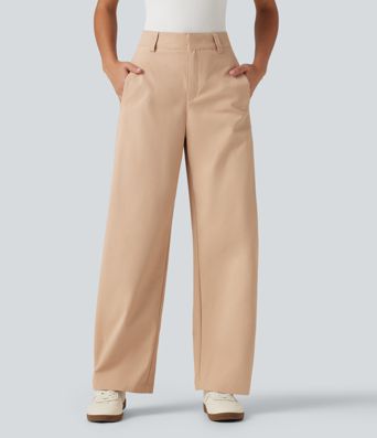 Bürohose mit mittelhohem Bund, mehreren Taschen und geschwungenem Bein Bürohose mit mittelhohem Bund, mehreren Taschen und geschwungenem Bein