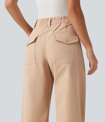 Bürohose mit mittelhohem Bund, mehreren Taschen und geschwungenem Bein Bürohose mit mittelhohem Bund, mehreren Taschen und geschwungenem Bein