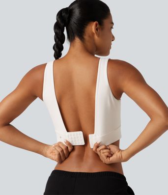 Halara Ultrasculpt™ Medium Support Backless Adjustable Buckle Built-in Bra Training Sports Bra DD-F Cups