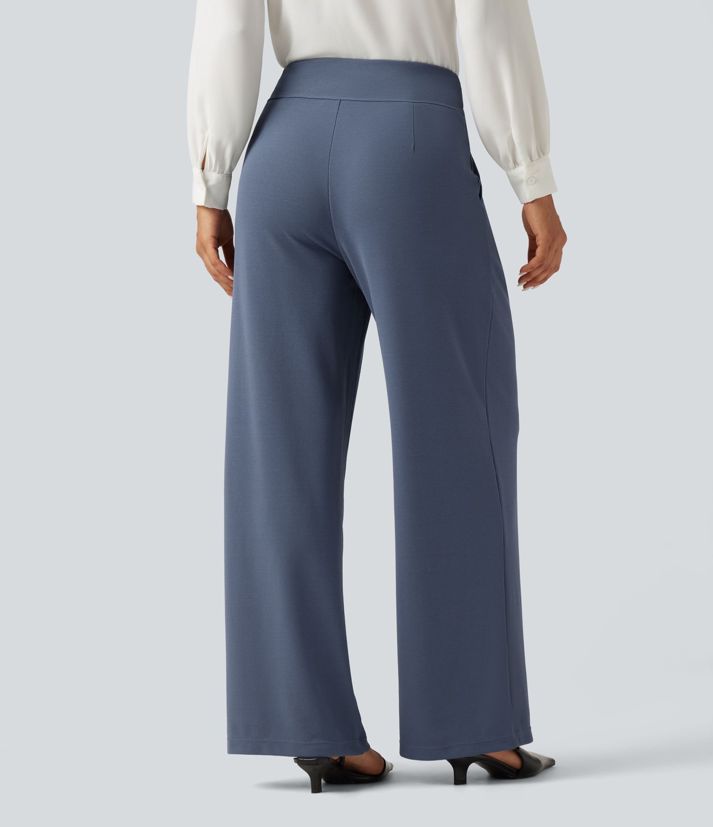High Waisted Wide Leg Work Pants with Pockets High Waisted Wide Leg Work Pants with Pockets