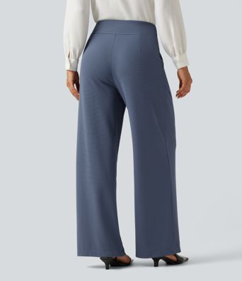 High Waisted Wide Leg Work Pants with Pockets High Waisted Wide Leg Work Pants with Pockets