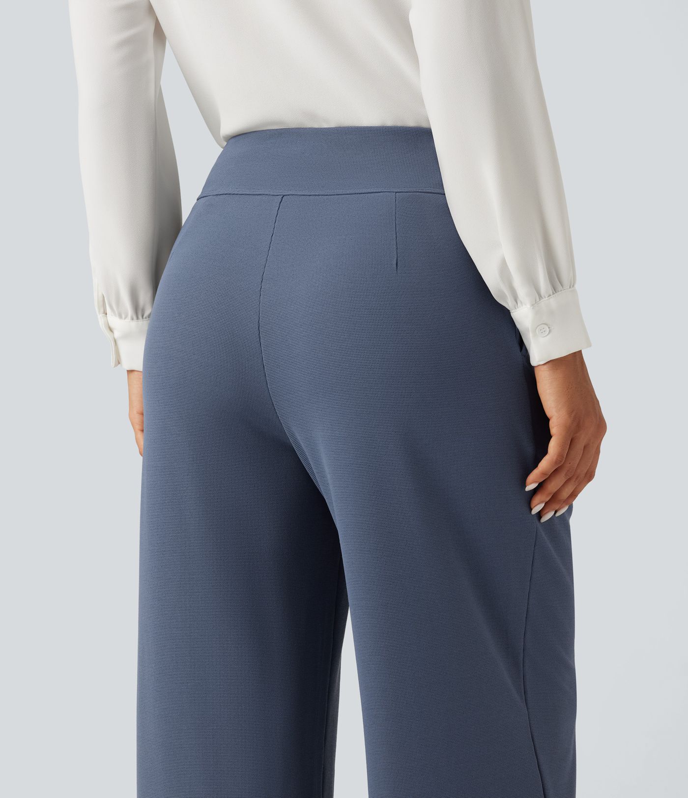 High Waisted Wide Leg Work Pants with Pockets High Waisted Wide Leg Work Pants with Pockets