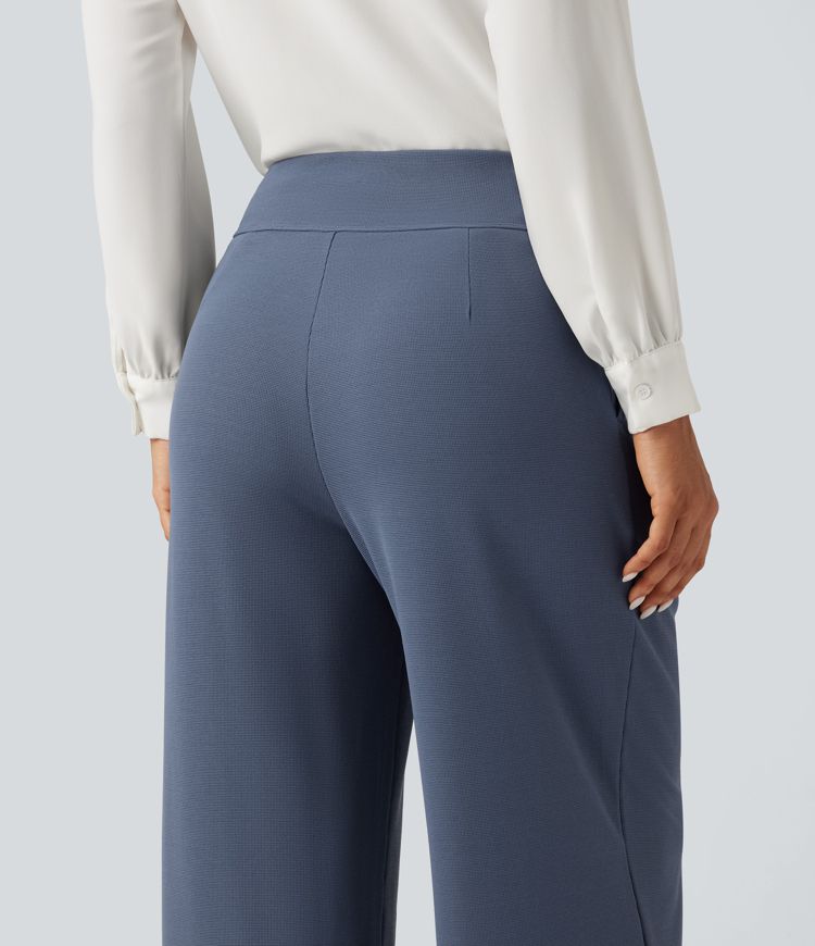 High Waisted Wide Leg Work Pants with Pockets High Waisted Wide Leg Work Pants with Pockets