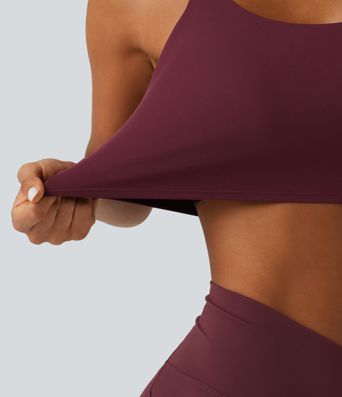 SoftlyZero™ Airy Scoop Neck Built-in Bra InstantCool Cropped Yoga Tank Top SoftlyZero™ Airy Scoop Neck Built-in Bra InstantCool Cropped Yoga Tank Top