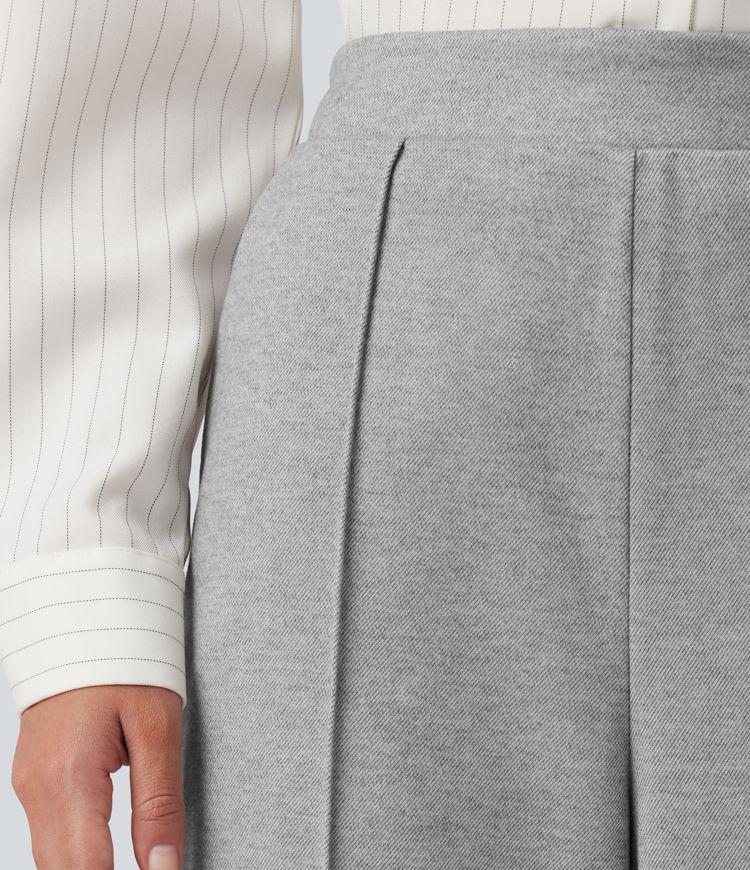 High Waisted Pintuck Tapered  Work Pants with Pockets