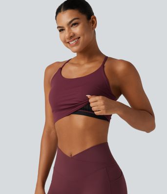SoftlyZero™ Airy Scoop Neck Built-in Bra InstantCool Cropped Yoga Tank Top SoftlyZero™ Airy Scoop Neck Built-in Bra InstantCool Cropped Yoga Tank Top