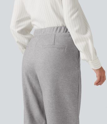 High Waisted Pintuck Tapered  Work Pants with Pockets