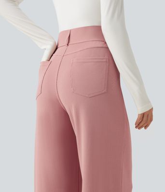 Halara Flex™ High Waisted Straight Leg Waffle Work Pants with Pockets