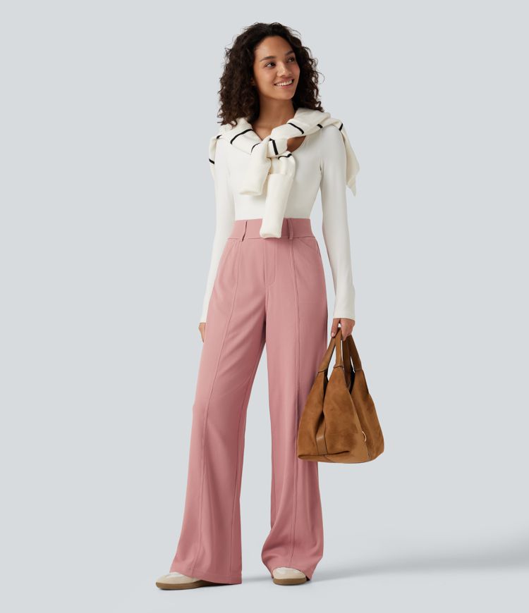 Halara Flex™ High Waisted Straight Leg Waffle Work Pants with Pockets