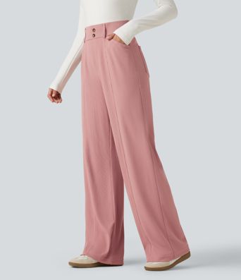 Halara Flex™ High Waisted Straight Leg Waffle Work Pants with Pockets