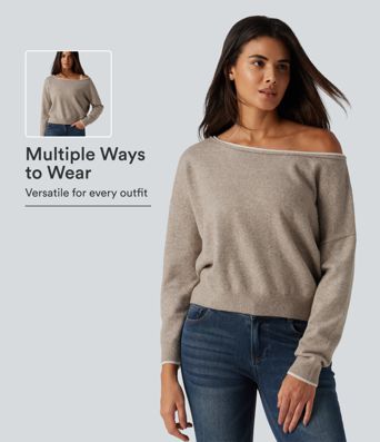 One Shoulder Long Sleeve Casual Sweater