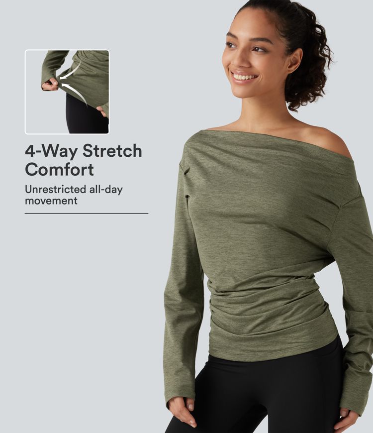 Off Shoulder Long Sleeve Yoga Sports Top Off Shoulder Long Sleeve Yoga Sports Top