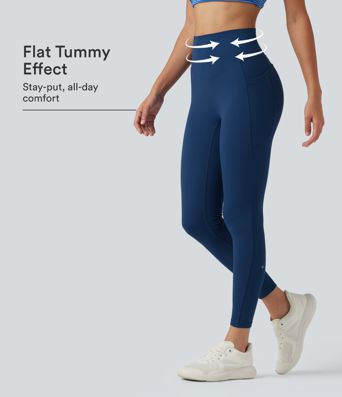 Halara UltraSculpt™ High Waisted Tummy Control Crossover Workout Leggings with Pockets