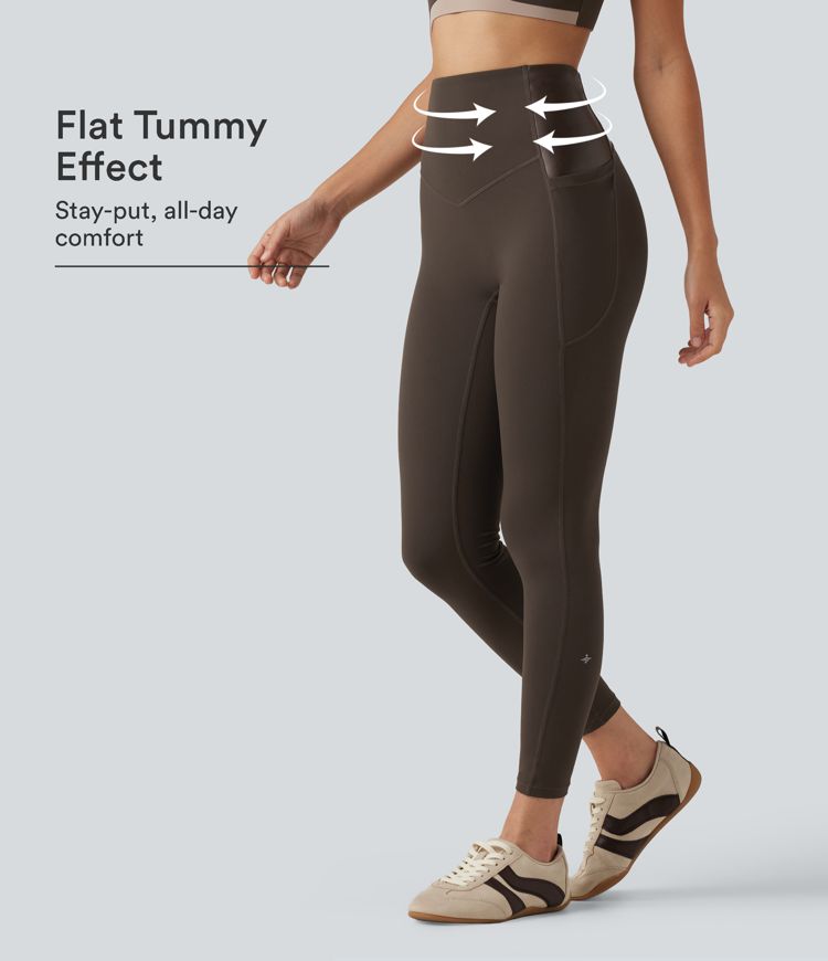 Hot Fudge Halara UltraSculpt™ High Waisted Tummy Control Stretchy PU Yoga Leggings with Pockets / 1