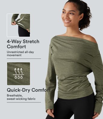 Off Shoulder Long Sleeve Yoga Sports Top