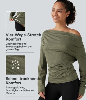 Schulterfreies Yoga-Sport-Top mit langen Ärmeln Schulterfreies Yoga-Sport-Top mit langen Ärmeln
