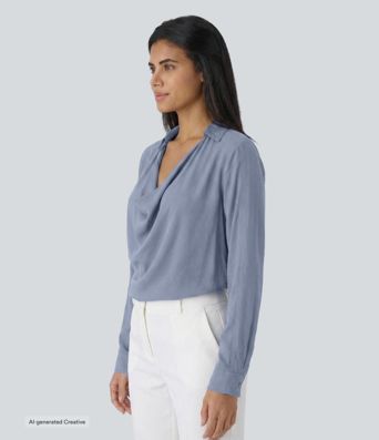 Cowl Neck Long Sleeve Casual Top