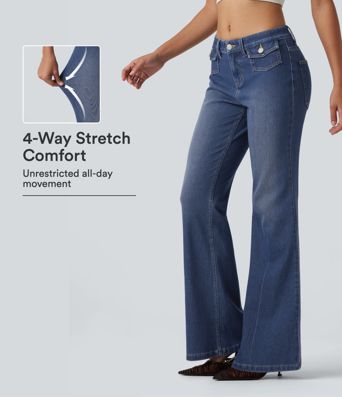Halara Flex™ Low Rise Flare Casual Jeans with Pockets Halara Flex™ Low Rise Flare Casual Jeans with Pockets