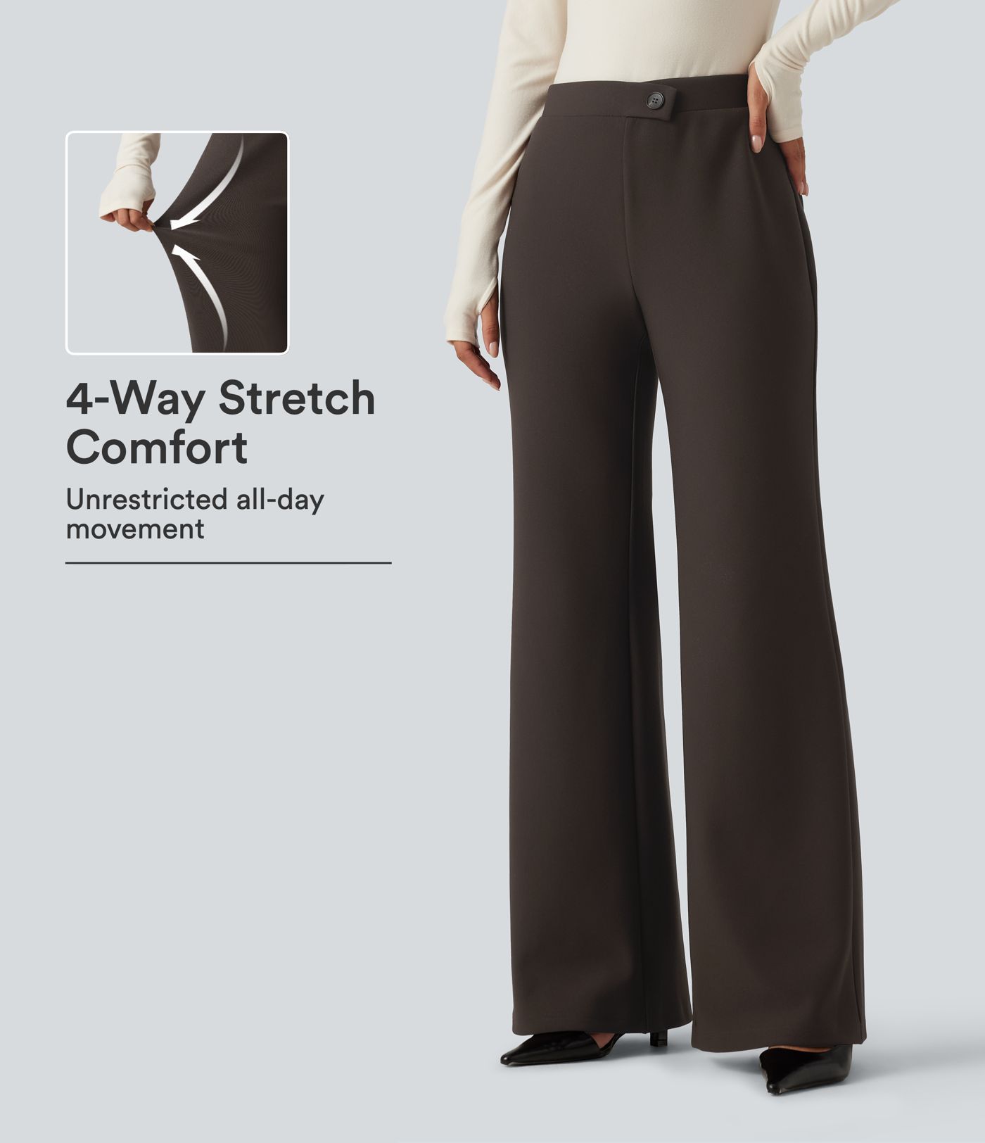 High Waisted Crossover Flare Work Pants High Waisted Crossover Flare Work Pants