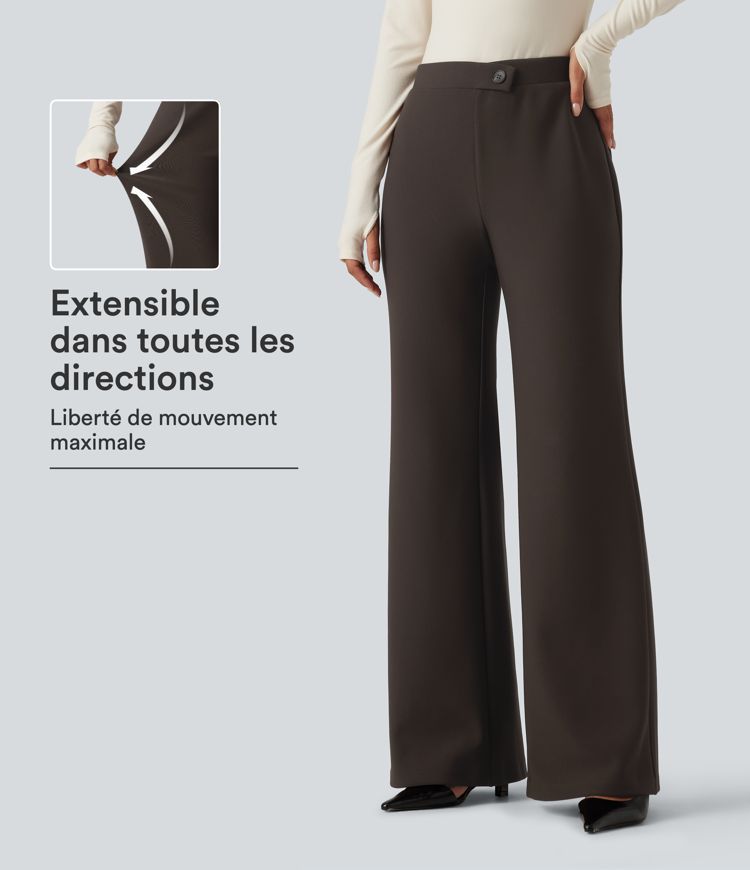 Pantalon de bureau flare taille haute à taille croisée Pantalon de bureau flare taille haute à taille croisée