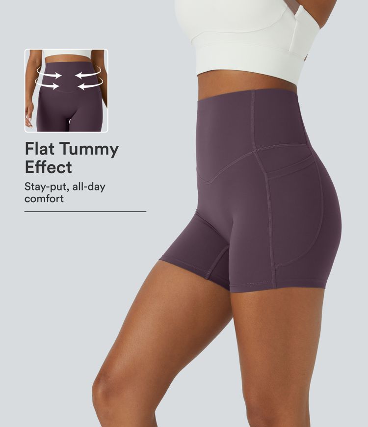 Night's Purple Halara UltraSculpt™ High Waisted Tummy Control Side Pocket Shaping Training Biker Shorts 5'' / 1