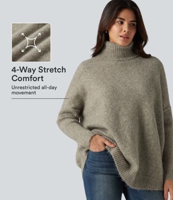 High Neck Long Sleeve Oversized Casual Sweater