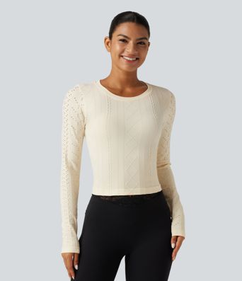 Haut de yoga OneForm Seamless Flow à encolure arrondie et manches longues Haut de yoga OneForm Seamless Flow à encolure arrondie et manches longues
