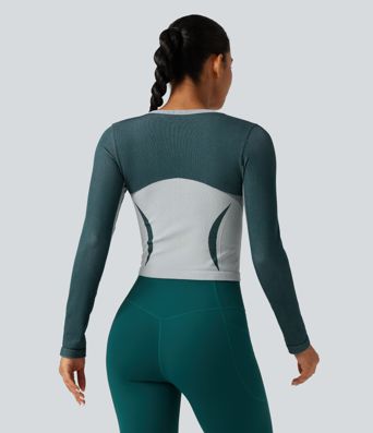 Haut de running OneForm Seamless Flow color block à encolure arrondie et manches longues Haut de running OneForm Seamless Flow color block à encolure arrondie et manches longues