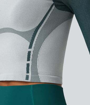 Haut de running OneForm Seamless Flow color block à encolure arrondie et manches longues Haut de running OneForm Seamless Flow color block à encolure arrondie et manches longues