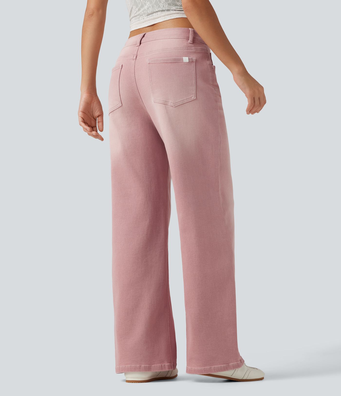 Low Rise Asymmetric Wide Leg Colorful Casual Jeans with Pockets Low Rise Asymmetric Wide Leg Colorful Casual Jeans with Pockets