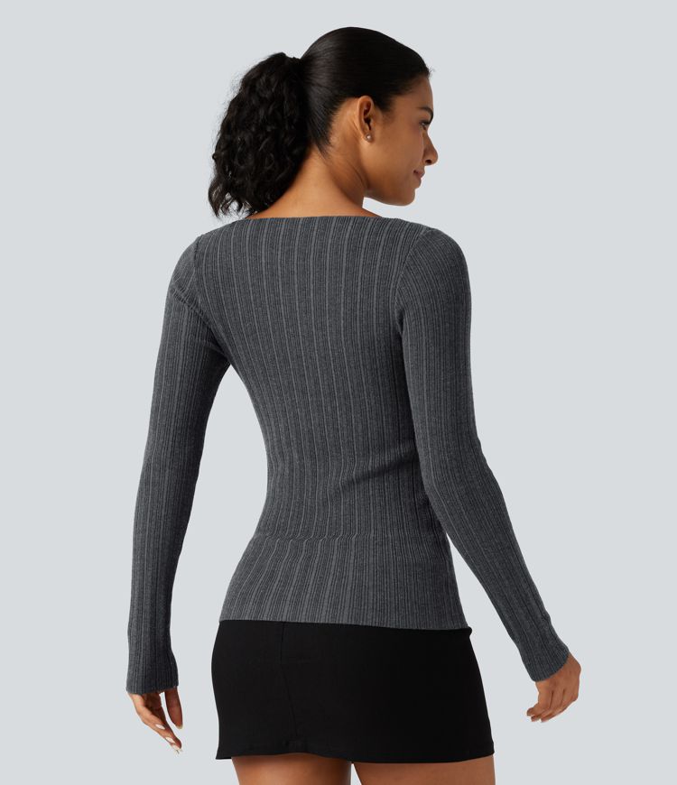 Boat Neck Long Sleeve Casual Sweater