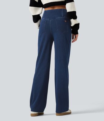 Halara Flex™ High Waisted Tummy Control Straight Leg Casual Jeans with Pockets