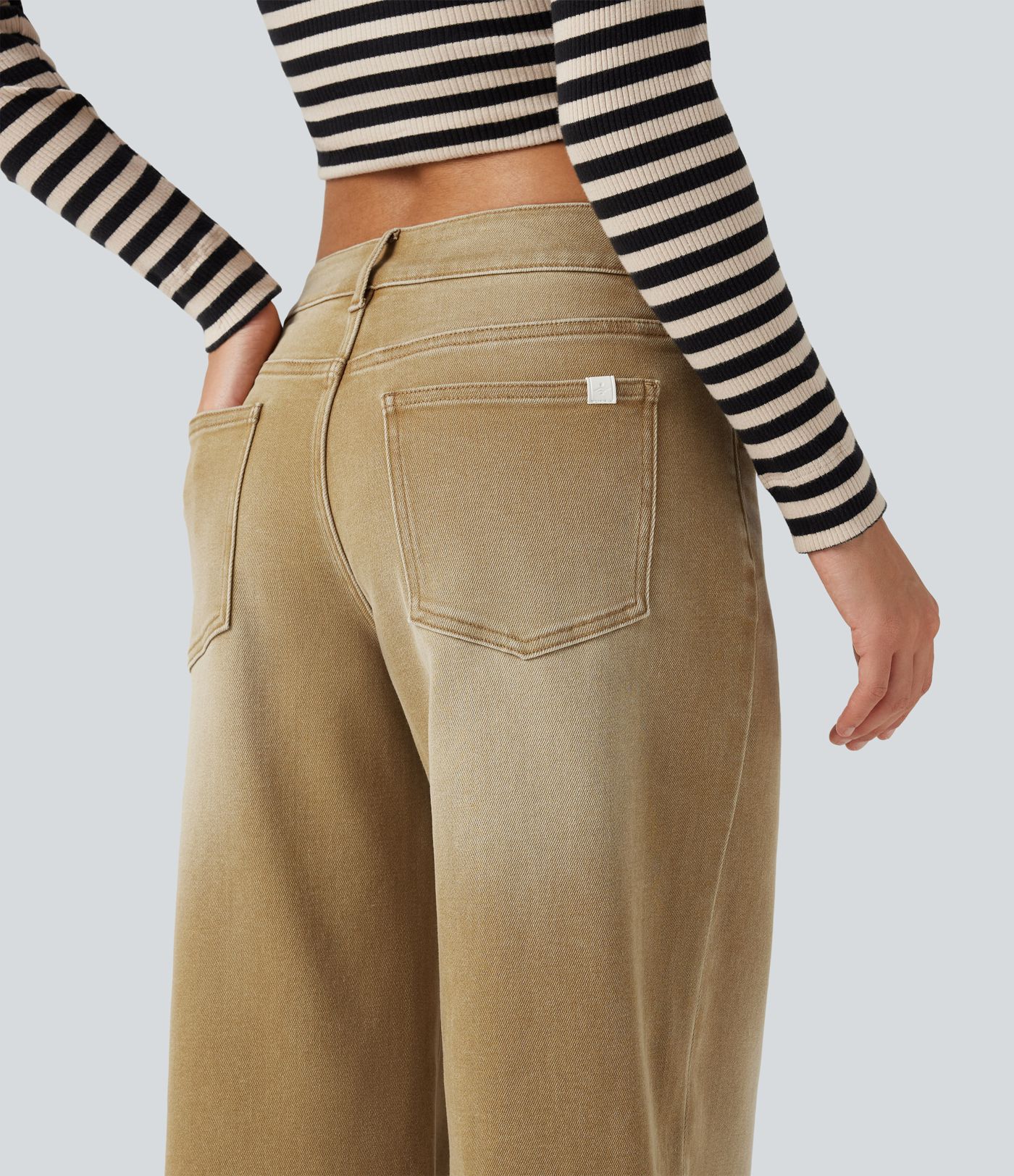 Low Rise Wide Leg Colorful Casual Jeans with Pockets