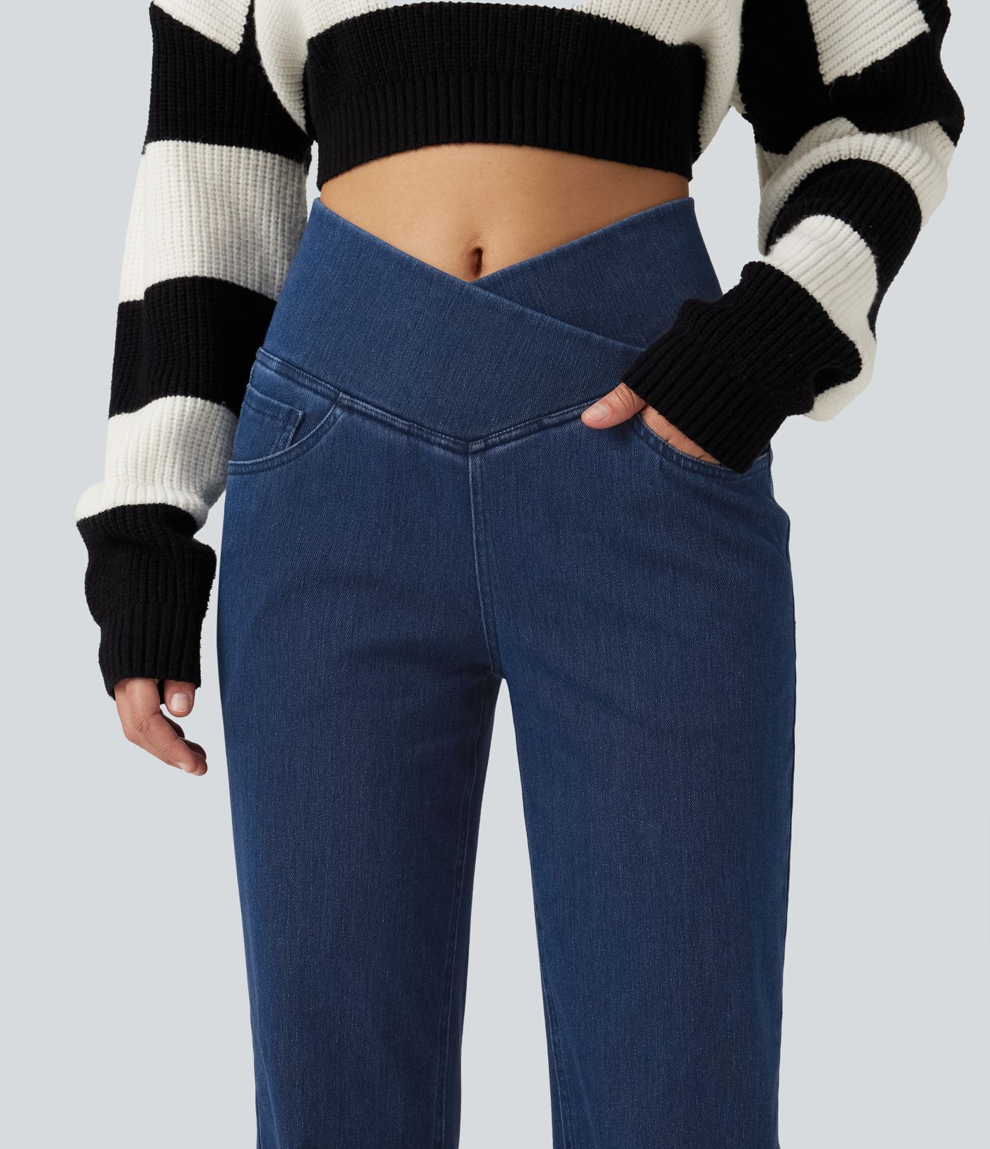 Halara Flex™ High Waisted Tummy Control Straight Leg Casual Jeans with Pockets