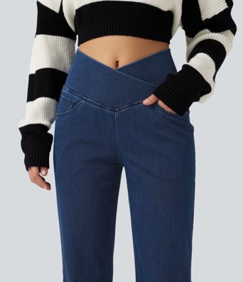 Halara Flex™ High Waisted Tummy Control Straight Leg Casual Jeans with Pockets