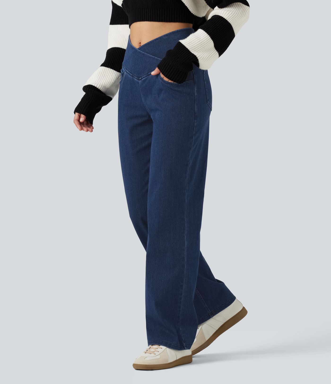 Halara Flex™ High Waisted Tummy Control Straight Leg Casual Jeans with Pockets