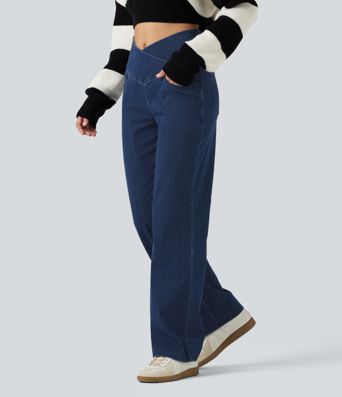 Halara Flex™ High Waisted Tummy Control Straight Leg Casual Jeans with Pockets