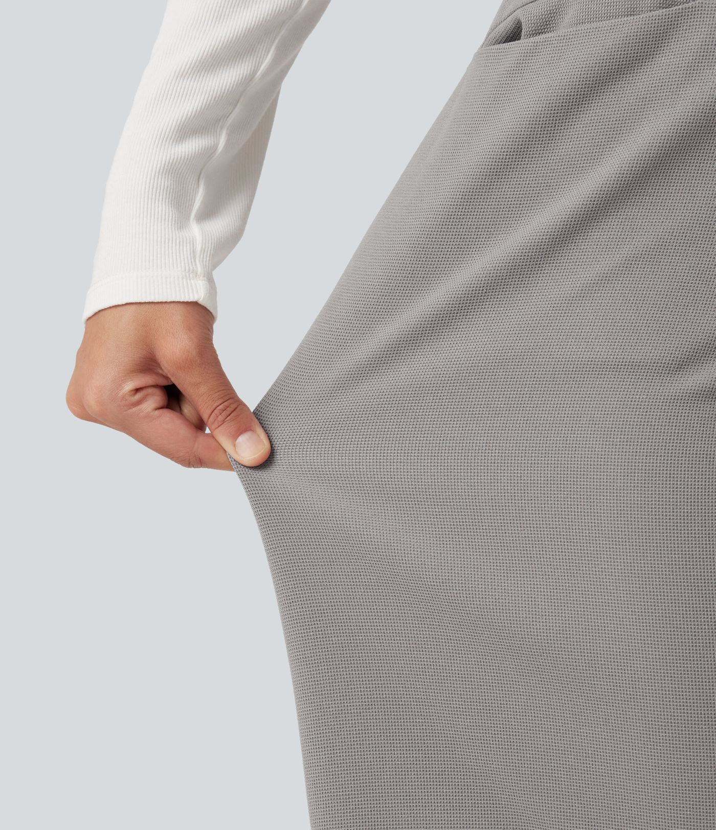 High Waisted Straight Leg Waffle Work Pants with Pockets High Waisted Straight Leg Waffle Work Pants with Pockets