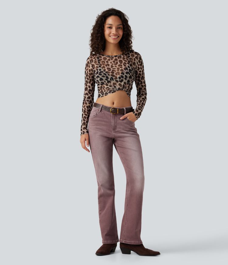 Low Rise Bootcut Colorful Casual Jeans with Pockets Low Rise Bootcut Colorful Casual Jeans with Pockets